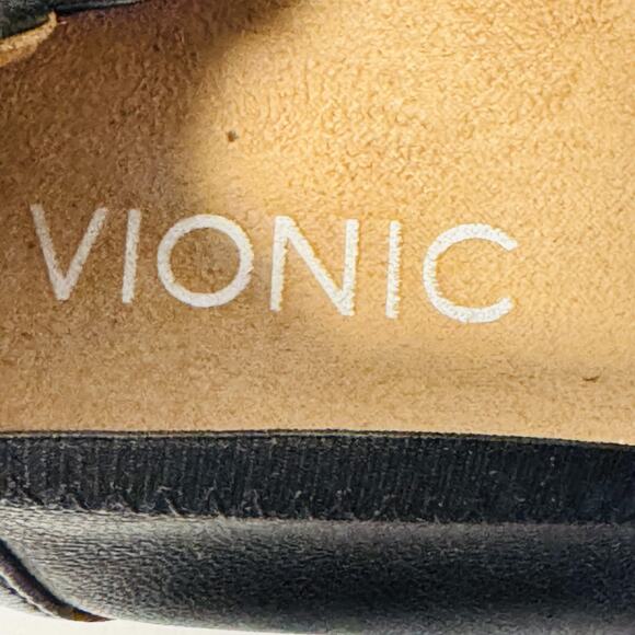 Vionic Shoes Women 6 Black Leather Caroll Slip On Ballet Flats Comfort Orthotic - Picture 11 of 13